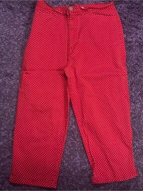 Bill Blass Red Polka Dot Stretch Capri Pants Size 16W